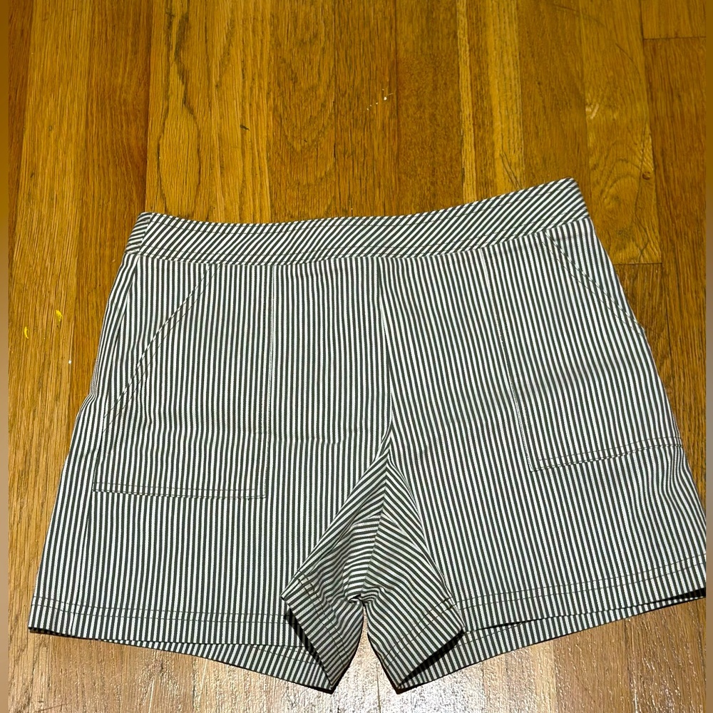 Trina Turk olive green and White Pinstripe Women's Shorts